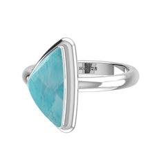 Natural Larimar Rings for Women in Sterling Silver (Pack of 6, Bezel-Set)