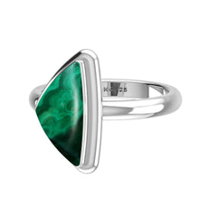 Natural Malachite Rings for Women in Sterling Silver (Pack of 6, Bezel-Set)