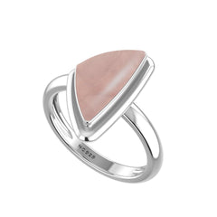 Natural Rose Quartz Rings for Women in Sterling Silver (Pack of 6, Bezel-Set)