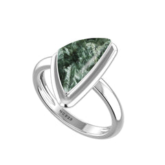 Natural Seraphinite Rings for Women in Sterling Silver (Pack of 6, Bezel-Set)