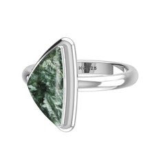 Natural Seraphinite Rings for Women in Sterling Silver (Pack of 6, Bezel-Set)