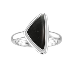 Natural Shungite Rings for Women in Sterling Silver (Pack of 6, Bezel-Set)