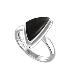 Natural Shungite Rings for Women in Sterling Silver (Pack of 6, Bezel-Set)