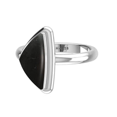 Natural Shungite Rings for Women in Sterling Silver (Pack of 6, Bezel-Set)