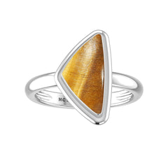 Natural Tiger Eye Rings for Women in Sterling Silver (Pack of 6, Bezel-Set)