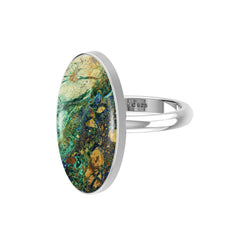 Natural Azurite Malachite Rings for Women in Sterling Silver (Pack of 6, Bezel-Set)