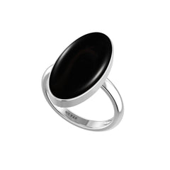 Natural Black Onyx Rings for Women in Sterling Silver (Pack of 6, Bezel-Set)