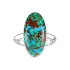 Natural Chrysocolla Rings for Women in Sterling Silver (Pack of 6, Bezel-Set)
