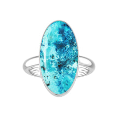 Natural Shattuckite Rings for Women in Sterling Silver (Pack of 6, Bezel-Set)