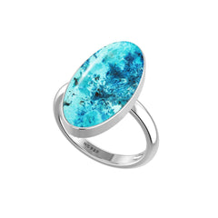 Natural Shattuckite Rings for Women in Sterling Silver (Pack of 6, Bezel-Set)