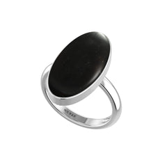 Natural Shungite Rings for Women in Sterling Silver (Pack of 6, Bezel-Set)