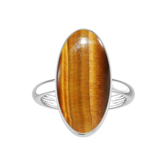 Natural Tiger Eye Rings for Women in Sterling Silver (Pack of 6, Bezel-Set)