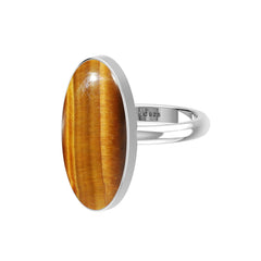 Natural Tiger Eye Rings for Women in Sterling Silver (Pack of 6, Bezel-Set)