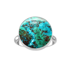 Natural Chrysocolla Rings for Women in Sterling Silver (Pack of 6, Bezel-Set)