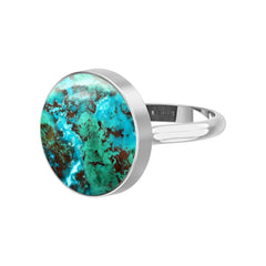 Natural Chrysocolla Rings for Women in Sterling Silver (Pack of 6, Bezel-Set)
