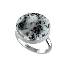 Natural Dendritic Opal Rings for Women in Sterling Silver (Pack of 6, Bezel-Set)