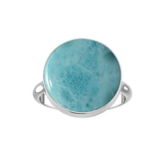 Natural Larimar Rings for Women in Sterling Silver (Pack of 6, Bezel-Set)