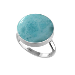 Natural Larimar Rings for Women in Sterling Silver (Pack of 6, Bezel-Set)