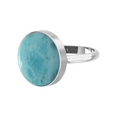 Natural Larimar Rings for Women in Sterling Silver (Pack of 6, Bezel-Set)