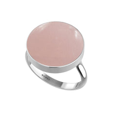 Natural Rose Quartz Rings for Women in Sterling Silver (Pack of 6, Bezel-Set)