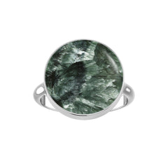 Natural Seraphinite Rings for Women in Sterling Silver (Pack of 6, Bezel-Set)