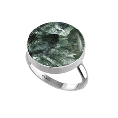 Natural Seraphinite Rings for Women in Sterling Silver (Pack of 6, Bezel-Set)