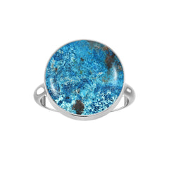 Natural Shattuckite Rings for Women in Sterling Silver (Pack of 6, Bezel-Set)
