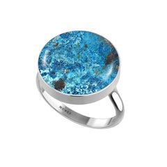 Natural Shattuckite Rings for Women in Sterling Silver (Pack of 6, Bezel-Set)