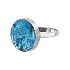 Natural Shattuckite Rings for Women in Sterling Silver (Pack of 6, Bezel-Set)
