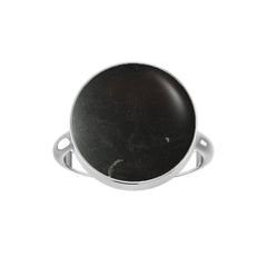 Natural Shungite Rings for Women in Sterling Silver (Pack of 6, Bezel-Set)