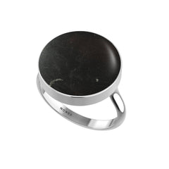 Natural Shungite Rings for Women in Sterling Silver (Pack of 6, Bezel-Set)
