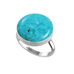 Natural Turquoise Rings for Women in Sterling Silver (Pack of 6, Bezel-Set)
