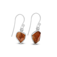 Natural Rough Citrine 925 Sterling Silver Earring Jewelry