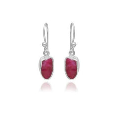 Natural Raw Ruby Dangle Earring 925 Sterling Silver