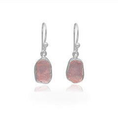 Rough Rose Quartz Dangle Earring 925 Sterling Silver Jewelry