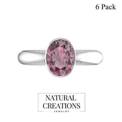 Natural Pink Tourmaline Rings for Women in Sterling Silver (Pack of 4, Prong-Set, Faceted)