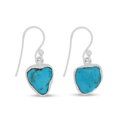 Turquoise Raw Hook Earring 925 Sterling Silver Jewelry