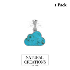 925 Sterling Silver Natural Turquoise Cloud Pendant Bezel Setting Jewelry Pack of 1