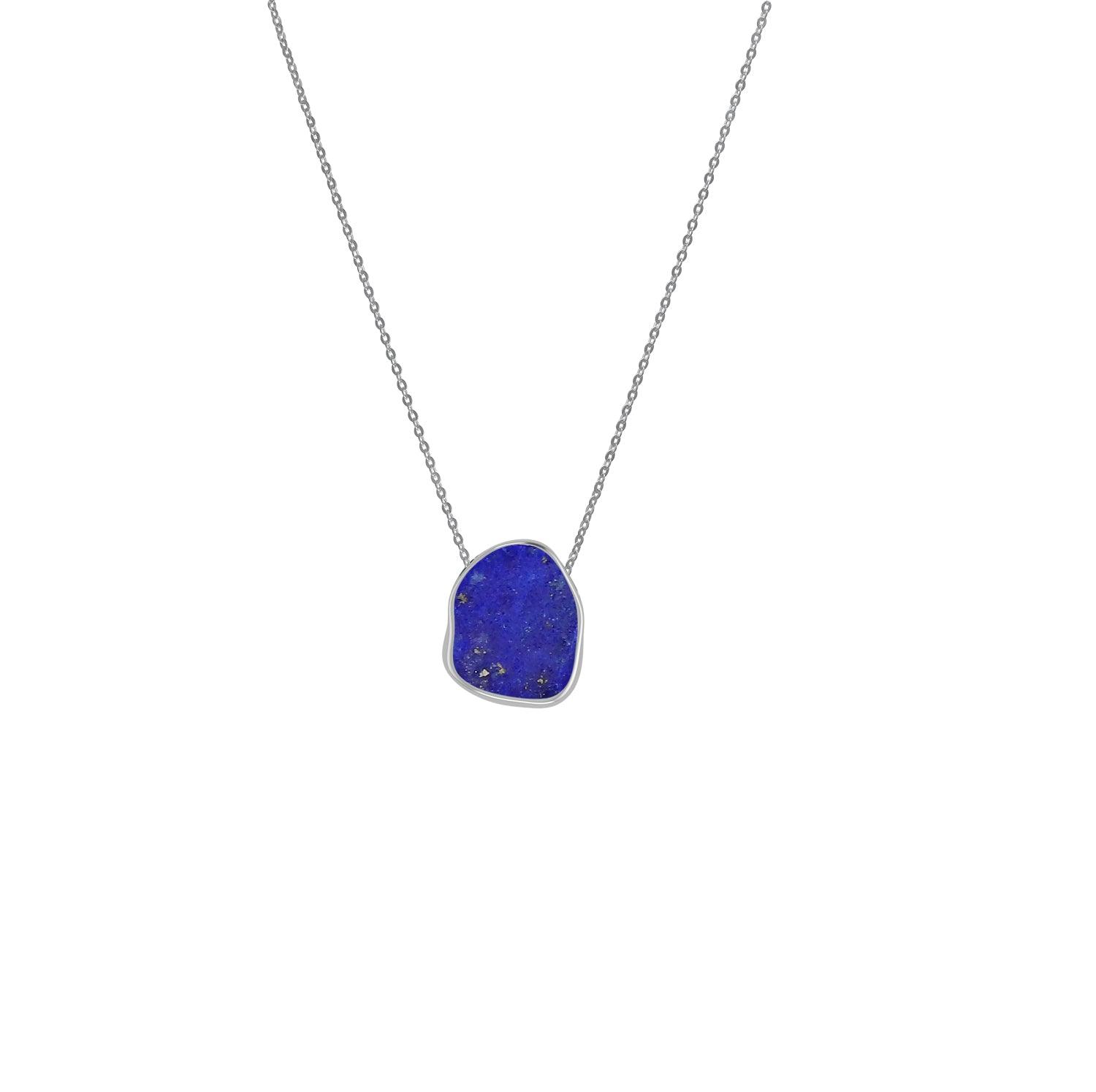 925 Sterling Silver Rough Lapis Slider Necklace With Chain 18" Bezel Set Jewelry Pack of 6