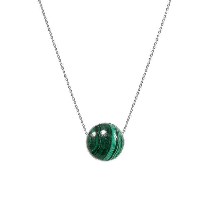 925 Sterling Silver Cab Malachite Slider Necklace With Chain 18" Bezel Set Jewelry Pack of 6