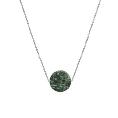 925 Sterling Silver Cab Seraphinite Slider Necklace With Chain 18" Bezel Set Jewelry Pack of 6