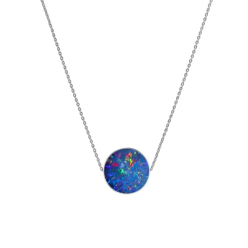 925 Sterling Silver Cab Australian Opal Slider Necklace With Chain 18" Bezel Set Jewelry Pack of 6