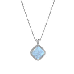 925 Sterling Silver Cab Rainbow Moonstone Necklace Pendant With Chain 18" Bezel Set Jewelry Pack of 3