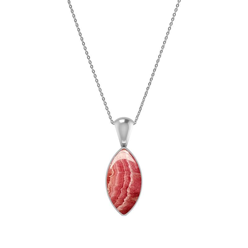Natural Rhodochrosite Pendant Necklace With Silver Chain 18" In Bezel Set Jewelry Pack of 6