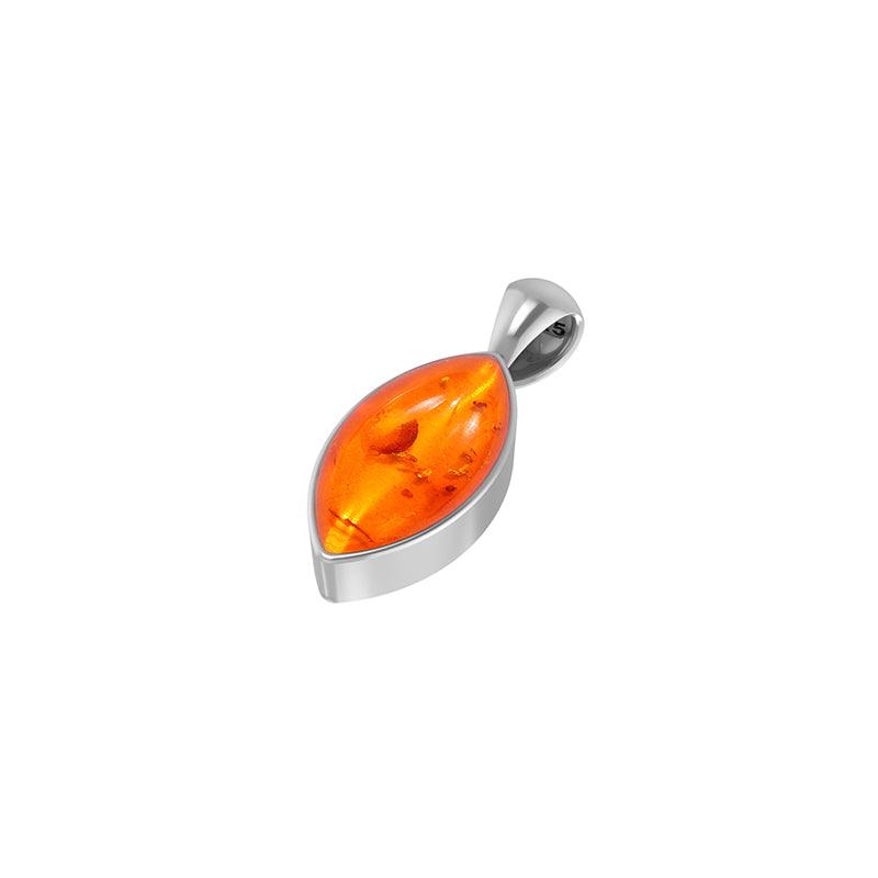 925 Sterling Silver Cab Amber Necklace Pendant With Chain 18" Bezel Set Jewelry Pack of 3