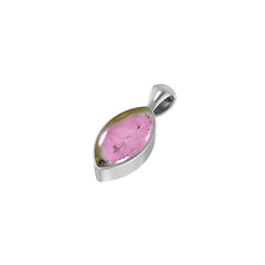 Natural Watermelon Tourmaline Pendant Necklace With Silver Chain 18" In Bezel Set Jewelry Pack of 6