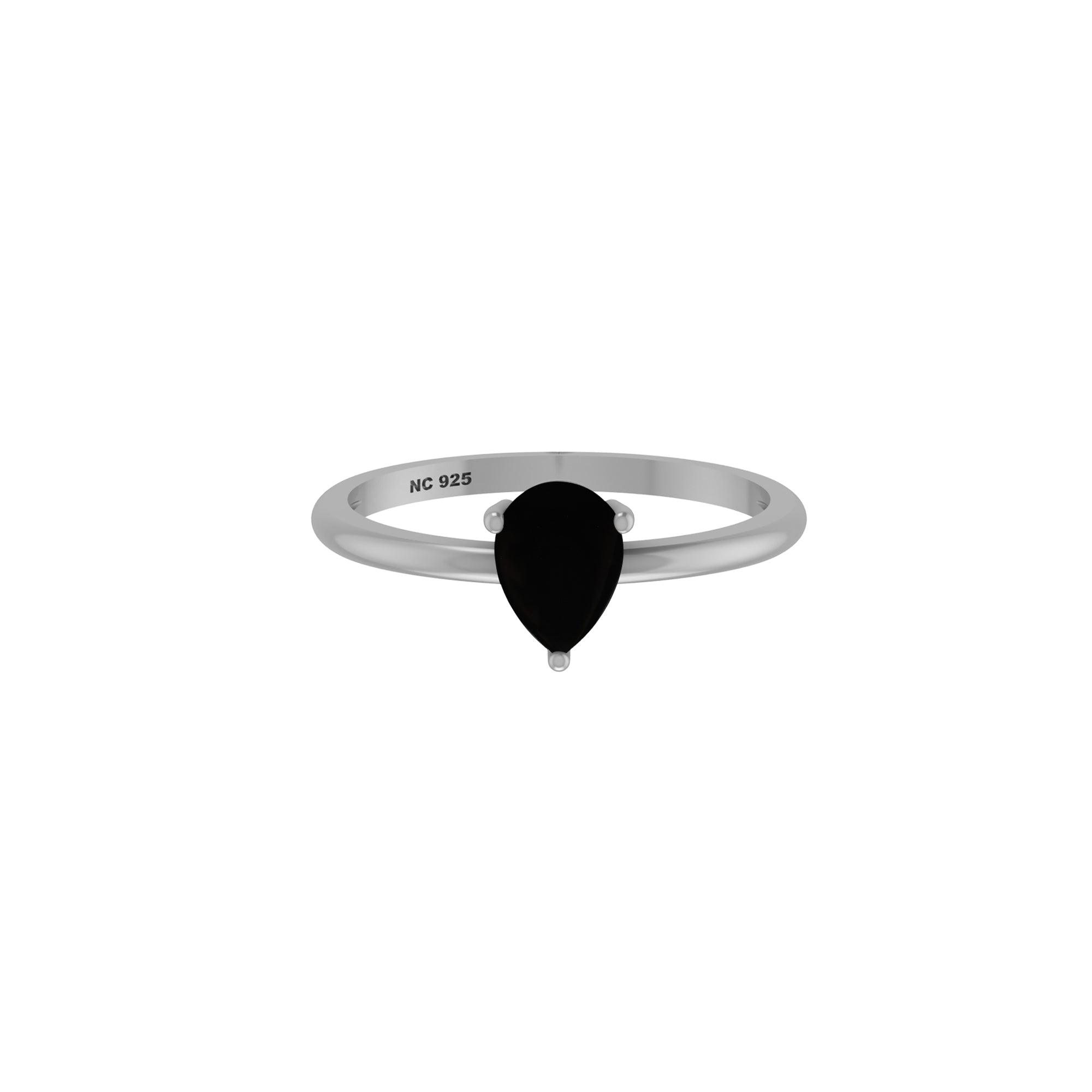 Natural Black Onyx Stackable Rings for Women in Sterling Silver (Pack of 12, Prong-Set)