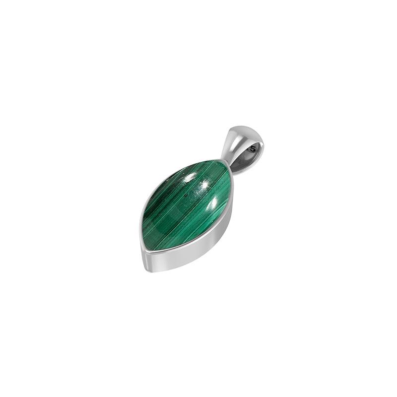 925 Sterling Silver Malachite Cab Pendant Necklace With Silver Chain 18" In Bezel Set Jewelry Pack of 6