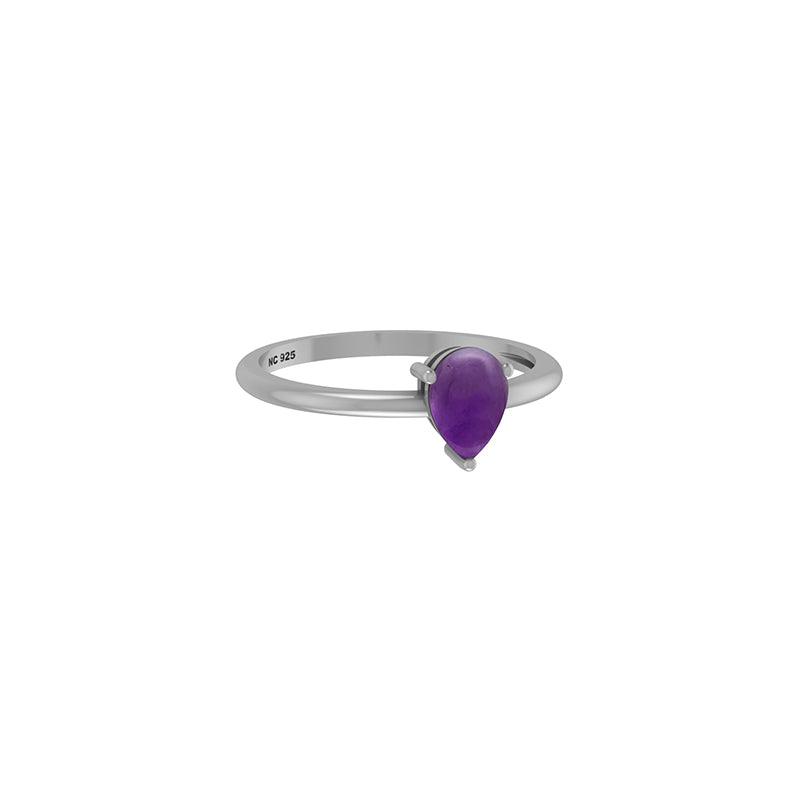 Natural Amethyst Stackable Rings for Women in Sterling Silver (Pack of 12, Prong-Set)