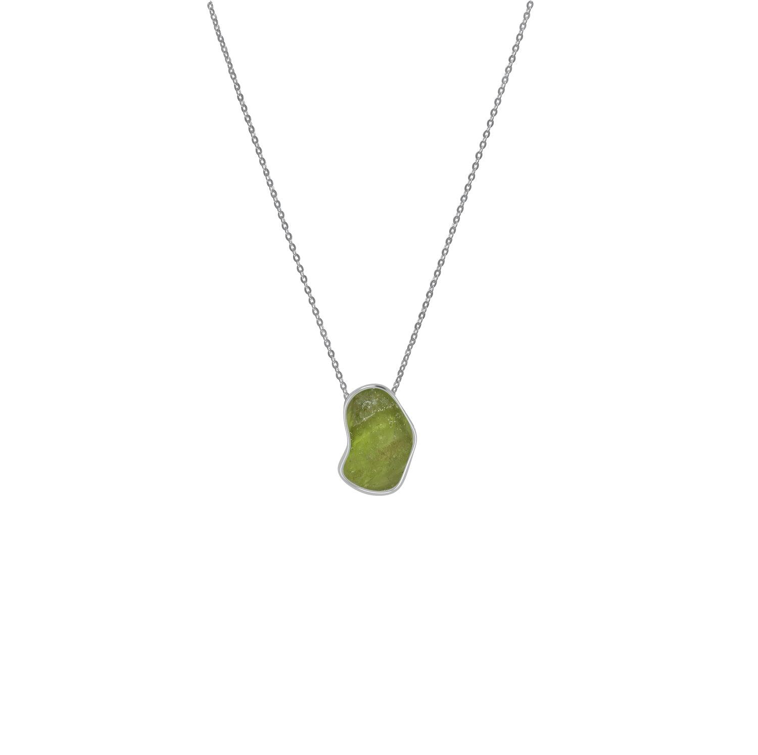 925 Sterling Silver Rough Peridot Slider Necklace With Chain 18" Bezel Set Jewelry Pack of 6